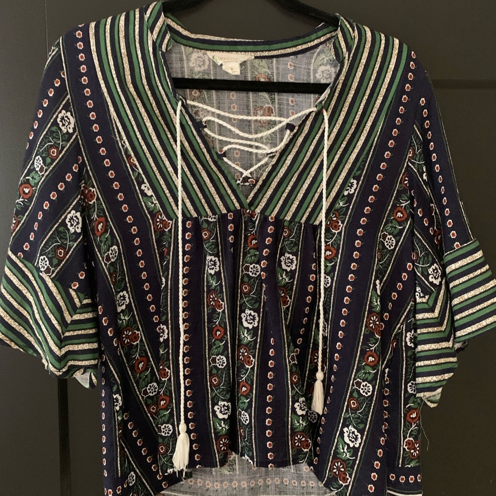 Mediterranean green and blue top